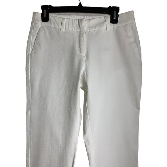 Halogen Womens Sz 4 S Capri Stretch Crop Pants Cotton Mid Rise White 6949 - Picture 3 of 7